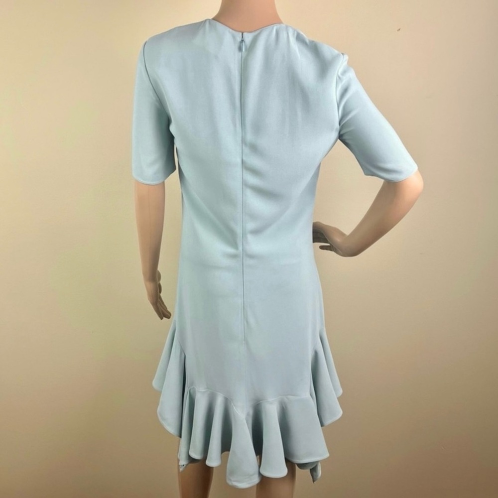 GIVENCHY BLUE ASYMMETRICAL RUFFLE MINI DRESS - Picture 8 of 11